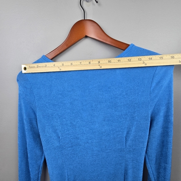 LIONESS Long Sleeve Montana Mini Dress Open Back Blue Womens Size L - Picture 8 of 14